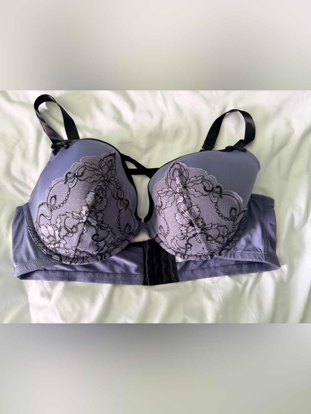 Cacique Lavender Bra with Black Lace Trim